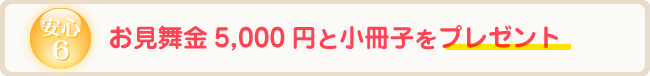 安心6 お見舞金5,000円と小冊子をプレゼント